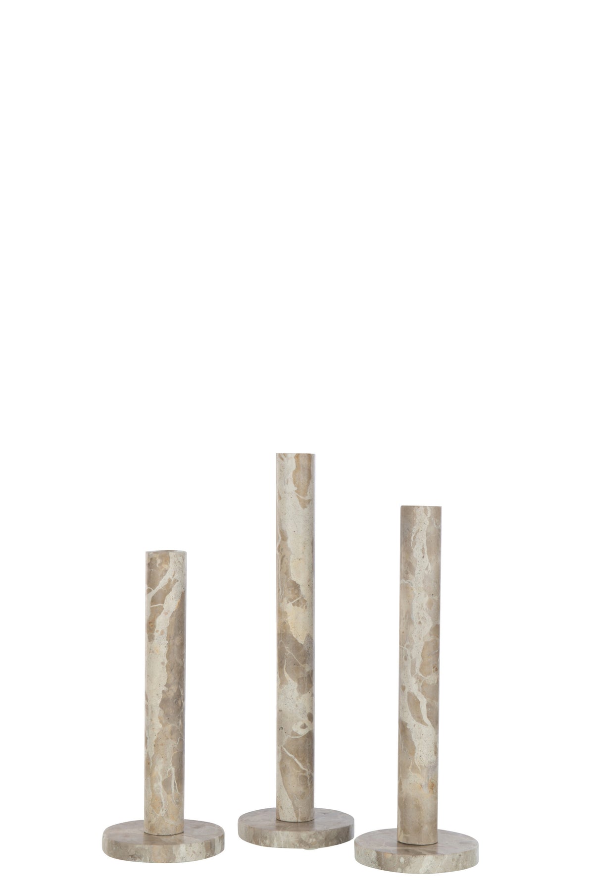 Set Of 3 Candle Holder Marble Beige - Tuincentrum Lopik