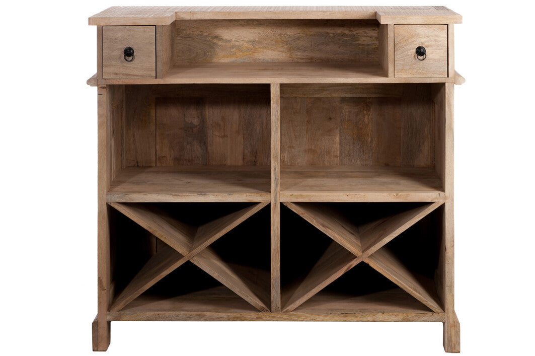 J-LINE BAR CABINET 2 DRAWERS RECTANGULAR WOOD NATURAL - Tuincentrum Lopik