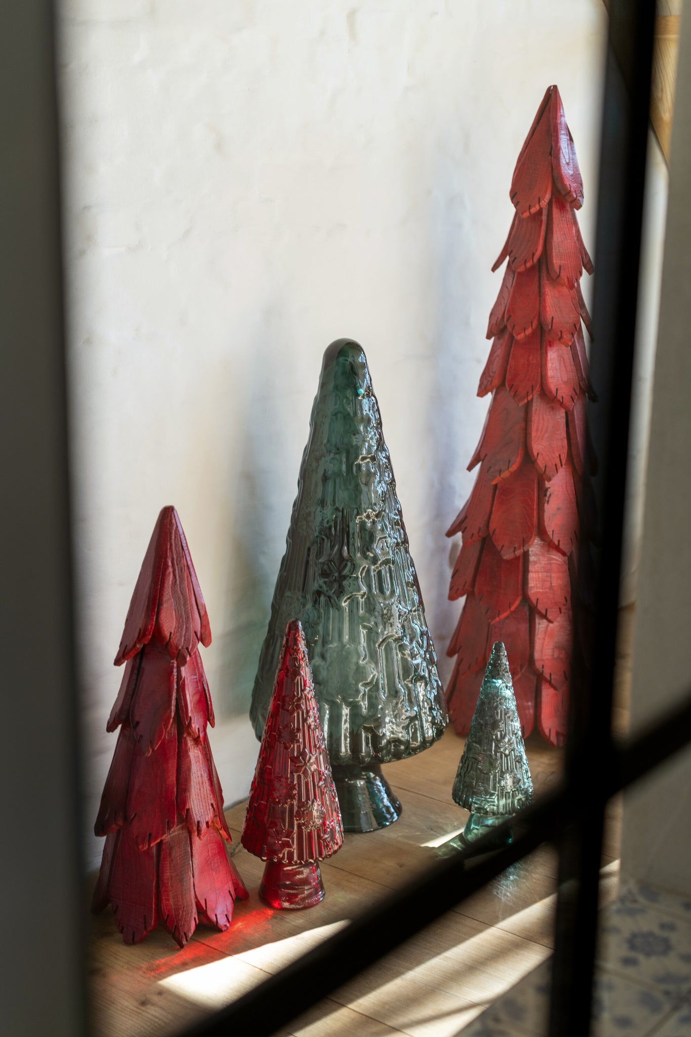J-LINE KERSTBOOMSTUKKEN HOUT ROOD GROOT - Tuincentrum Lopik