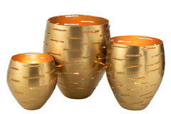 J-LINE SET 3 WINDLICHT SCHALEN METAAL GOUD - Tuincentrum Lopik