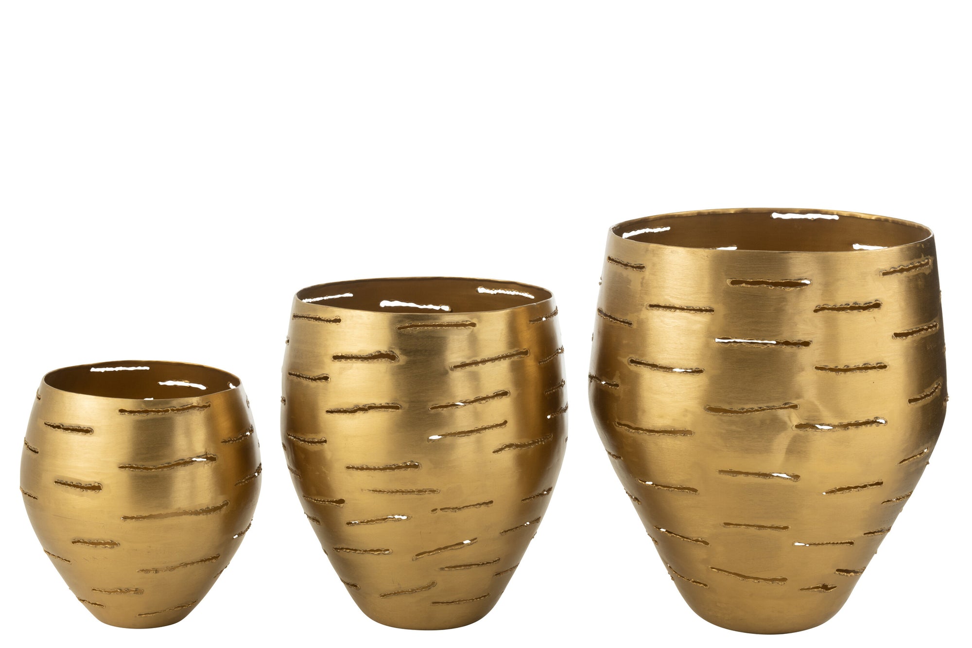 J-LINE SET 3 WINDLICHT SCHALEN METAAL GOUD - Tuincentrum Lopik