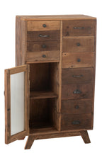 J-LINE KAST RETRO GERECYCLED HOUT/GLAS NATUREL - 62X30XH110 CM - Tuincentrum Lopik