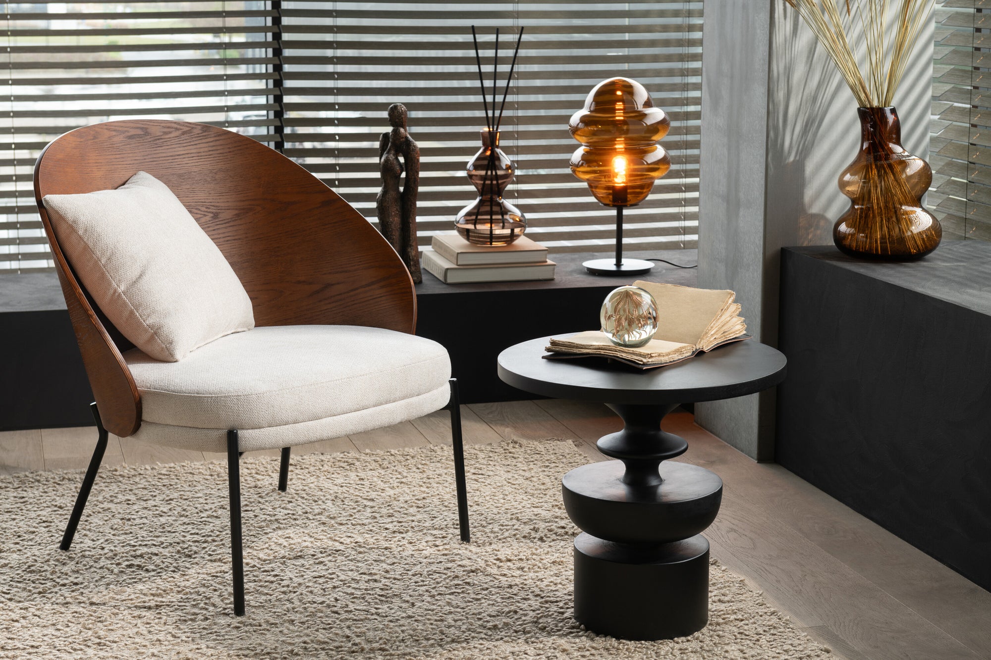 Loungestoel Lone Ply hout/metaal bruin/grijs - Tuincentrum Lopik