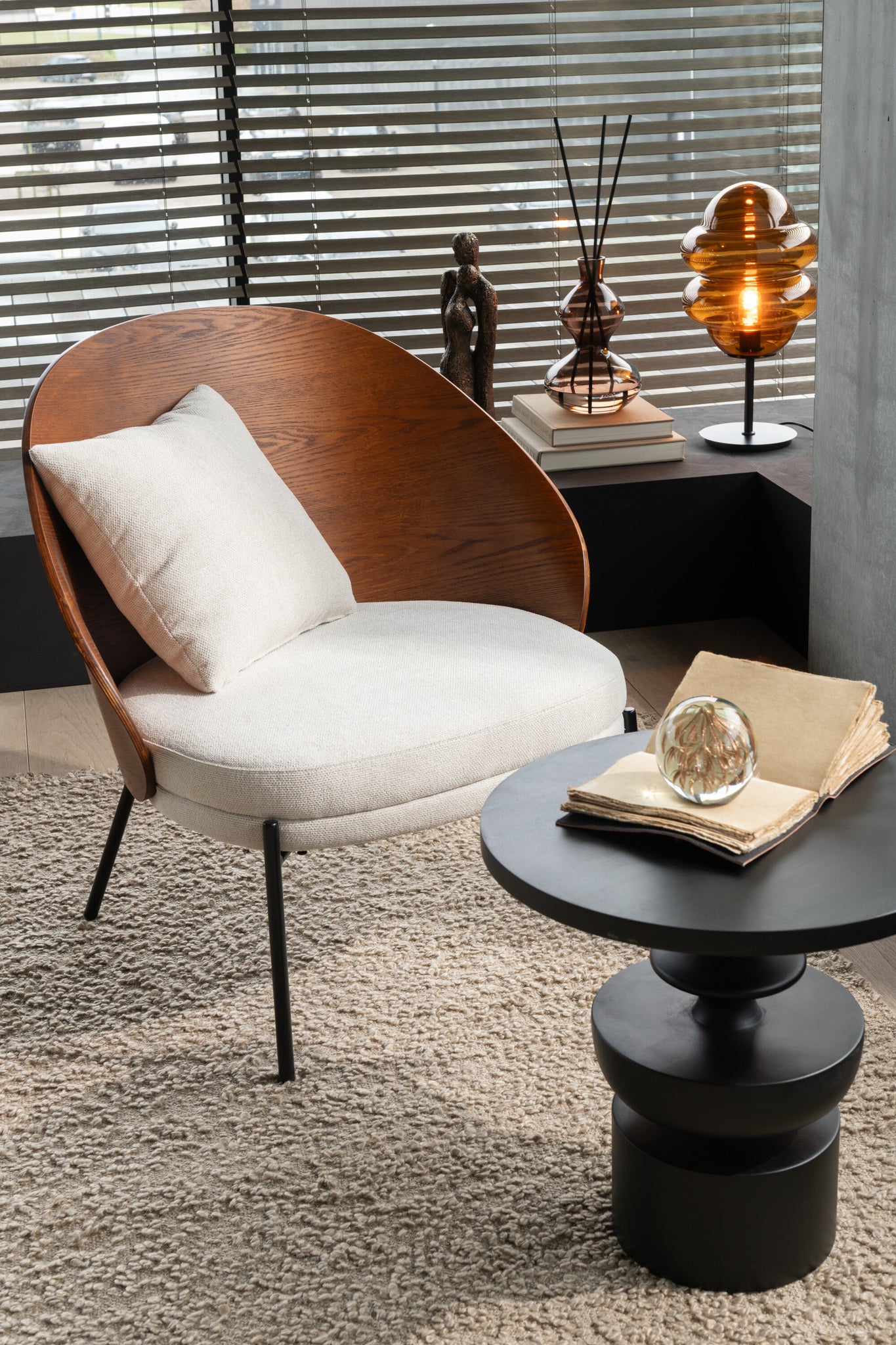 Loungestoel Lone Ply hout/metaal bruin/grijs - Tuincentrum Lopik