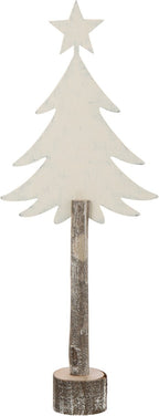 J-LINE KERSTBOOM + STER IJZER/PAULOWNIAHOUT GEBROKEN WIT GROOT