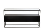 J-LINE CONSOLE VIERKANT METAAL/GLAS ZWART 140X30X72CM - Tuincentrum Lopik