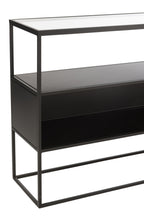J-LINE CONSOLE VIERKANT METAAL/GLAS ZWART 140X30X72CM - Tuincentrum Lopik