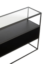 J-LINE CONSOLE VIERKANT METAAL/GLAS ZWART 140X30X72CM - Tuincentrum Lopik