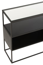 J-LINE CONSOLE VIERKANT METAAL/GLAS ZWART 140X30X72CM - Tuincentrum Lopik