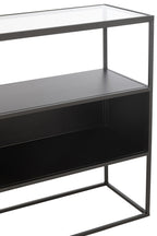 J-LINE CONSOLE VIERKANT METAAL/GLAS ZWART 140X30X72CM - Tuincentrum Lopik