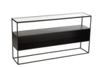J-LINE CONSOLE VIERKANT METAAL/GLAS ZWART 140X30X72CM - Tuincentrum Lopik