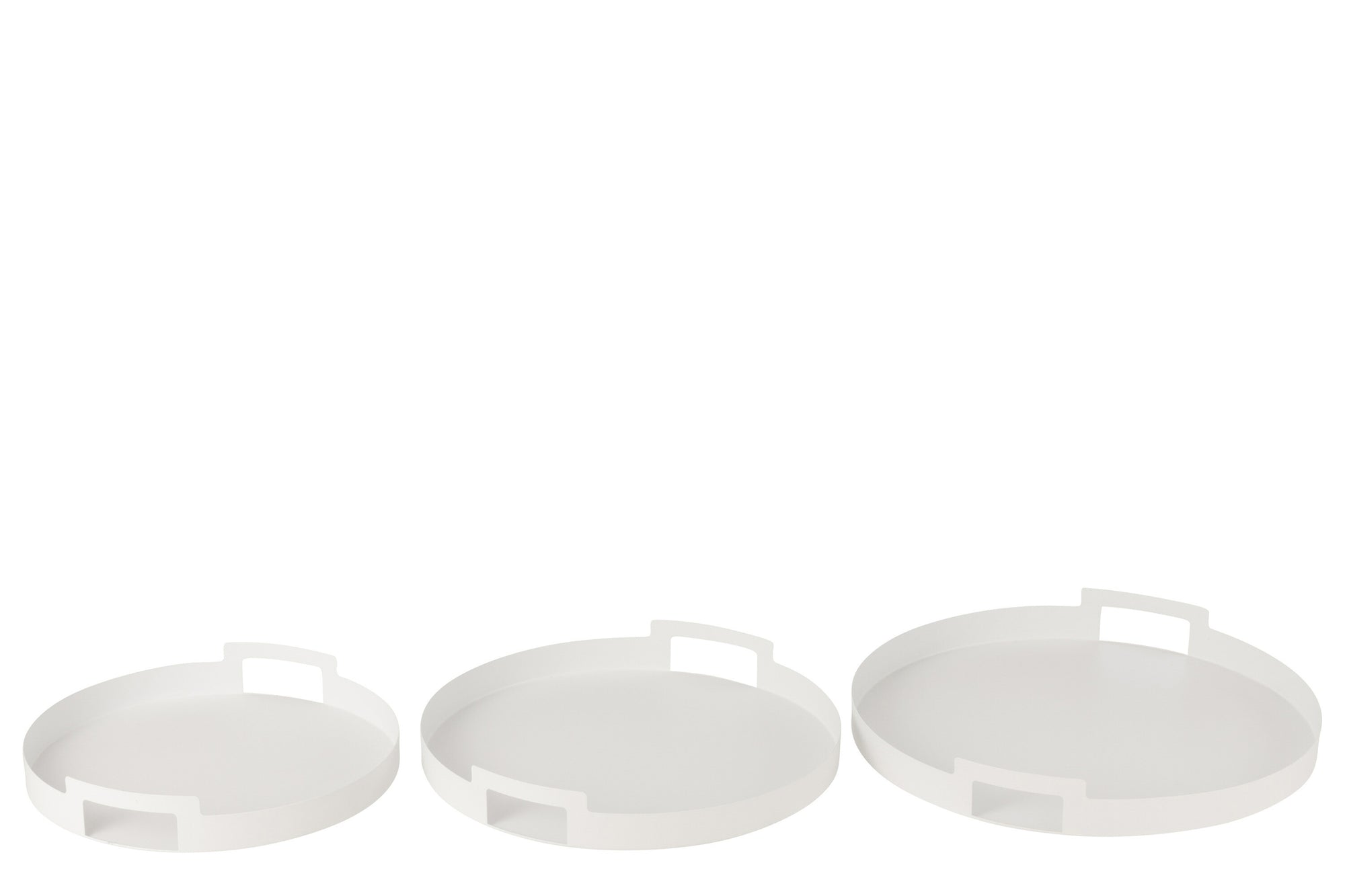 J-LINE SET VAN 3 DIENBLADEN ROND METAAL WIT – SET VAN DRIE STUKS - Tuincentrum Lopik