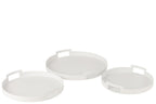 J-LINE SET VAN 3 DIENBLADEN ROND METAAL WIT – SET VAN DRIE STUKS - Tuincentrum Lopik