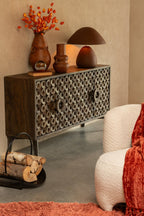 J-LINE HOUTMAND METAAL ZWART - 48 X 43 X H47 CM
