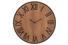 J-LINE WALL CLOCK NUE MDF/IRON NATURAL LARGE - Tuincentrum Lopik