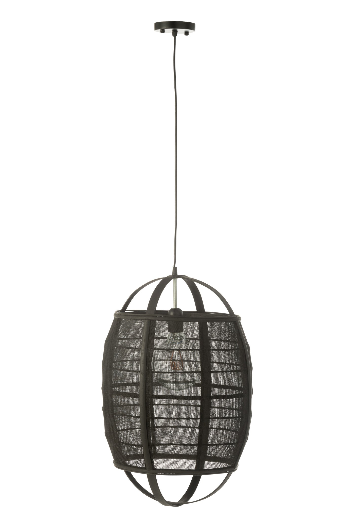 J-LINE HANGLAMP ION LINNEN/BAMBOE ZWART KLEIN - Tuincentrum Lopik