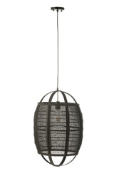 J-LINE HANGLAMP ION LINNEN/BAMBOE ZWART KLEIN - Tuincentrum Lopik