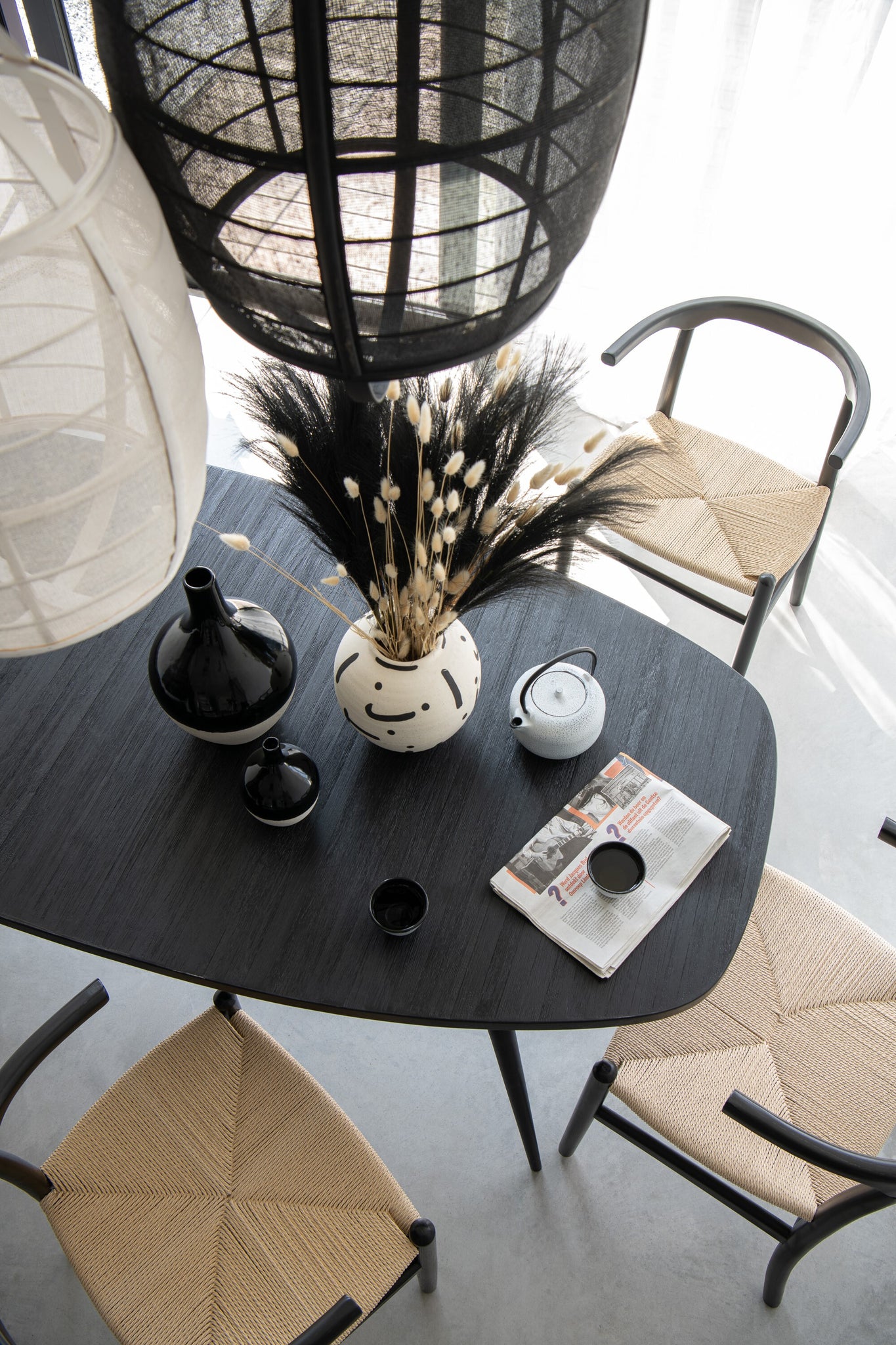 J-LINE HANGLAMP ION LINNEN/BAMBOE WIT KLEIN - Tuincentrum Lopik