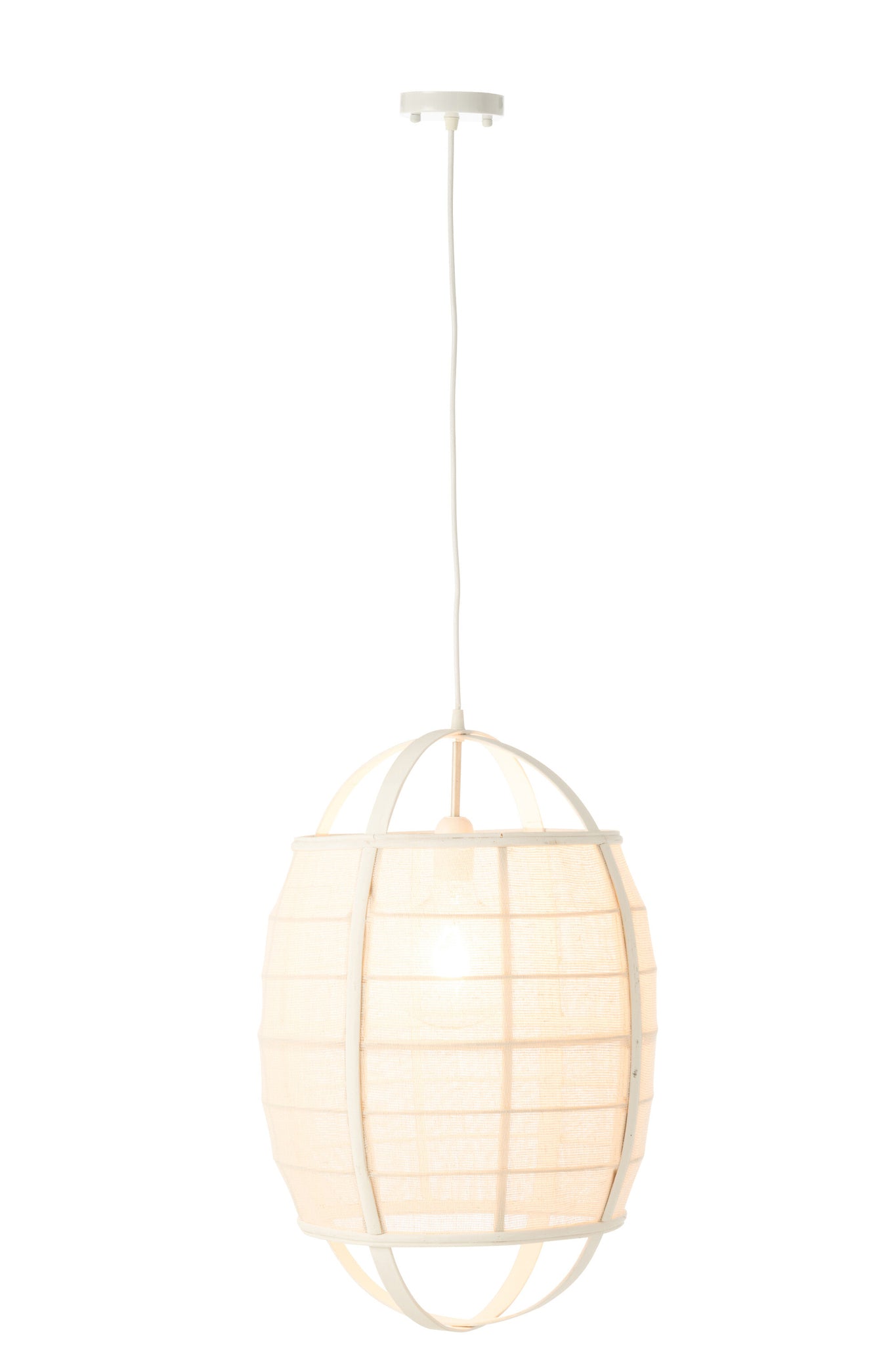 J-LINE HANGLAMP ION LINNEN/BAMBOE WIT KLEIN - Tuincentrum Lopik