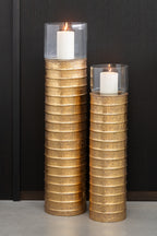 J-LINE KANDELAAR PILLAR METAAL/GLAS GOUD LARGE - Tuincentrum Lopik