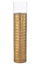 J-LINE KANDELAAR PILLAR METAAL/GLAS GOUD LARGE - Tuincentrum Lopik