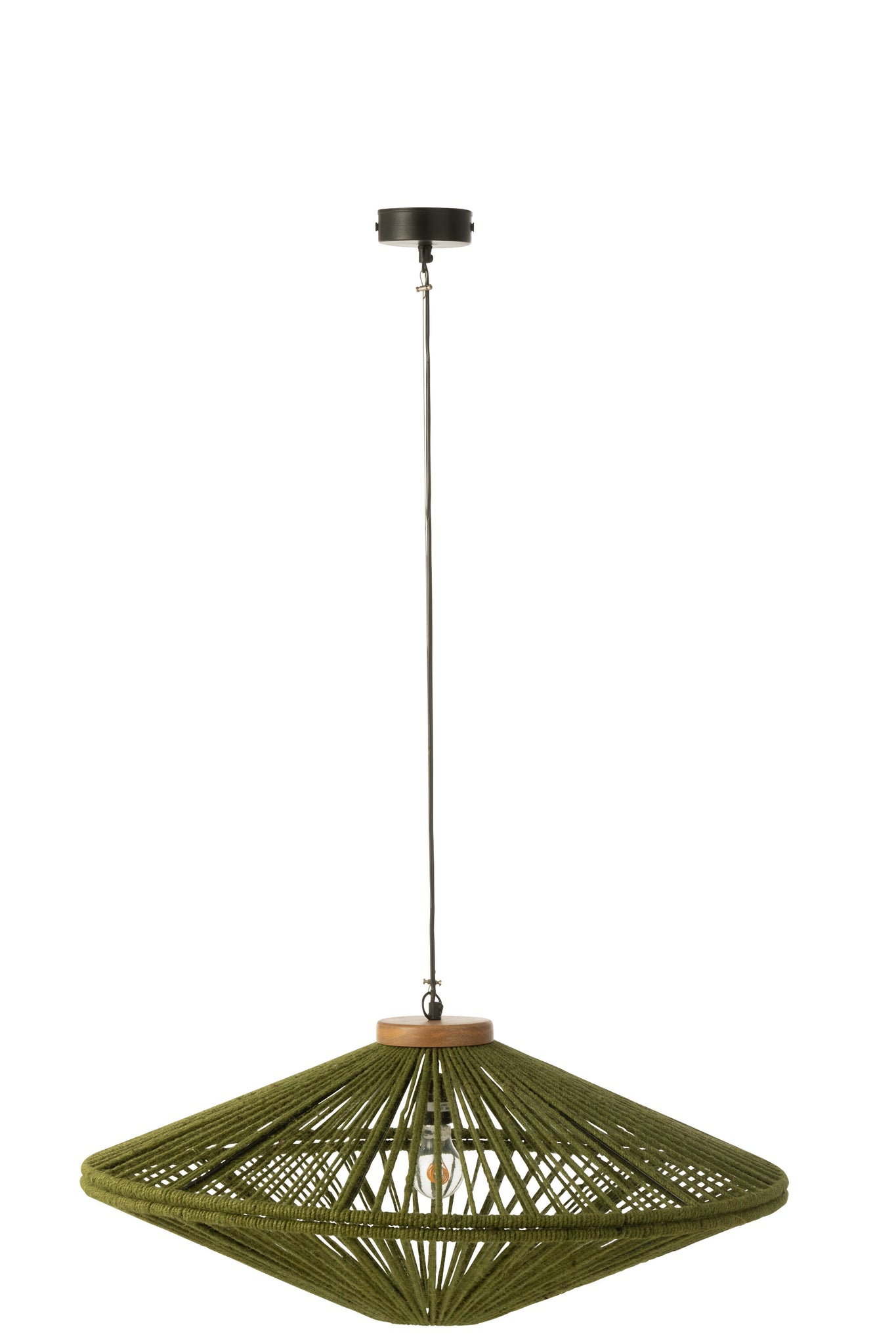 J-LINE HANGLAMP OVNI IJZER/JUTE GROEN MEDIUM - Tuincentrum Lopik