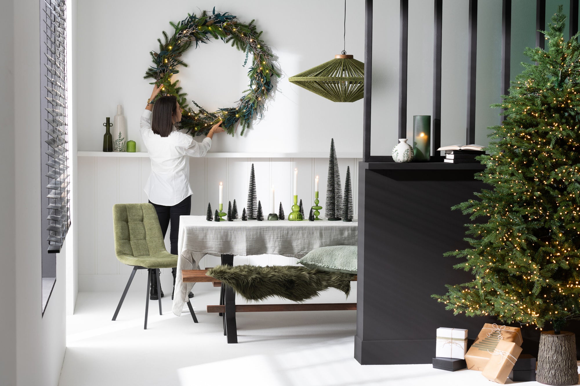 J-LINE HANGLAMP OVNI IJZER/JUTE GROEN MEDIUM - Tuincentrum Lopik