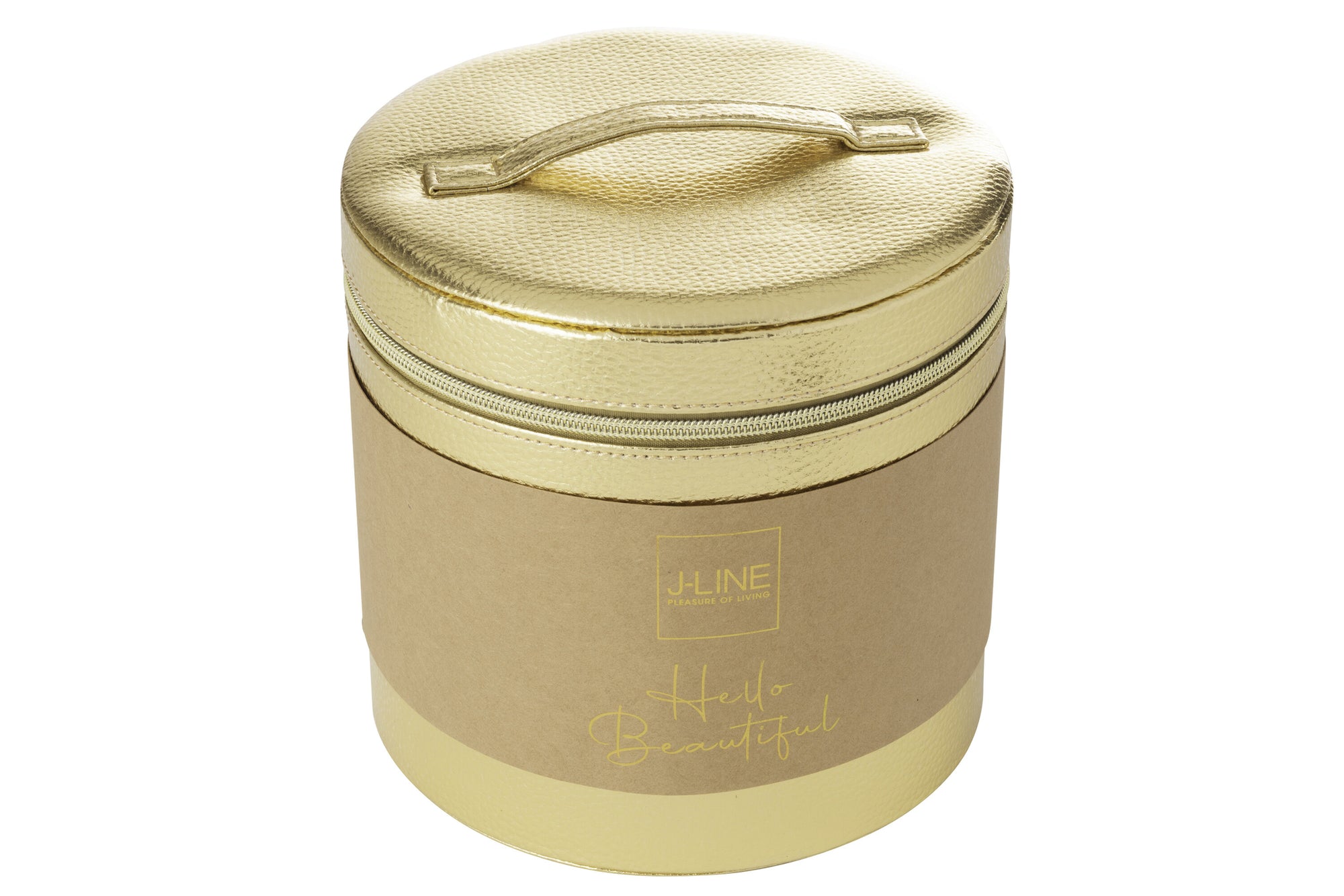 J-LINE COSMETICADOOS ROND+SPIEGEL KUNSTLEER GOUD - Tuincentrum Lopik