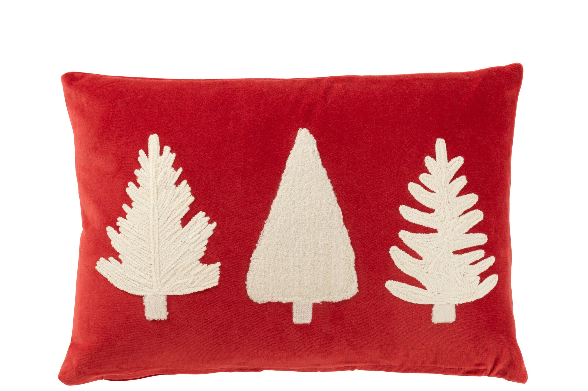 Cushion Rectangle Christmas Trees Texture Velvet Red/White - Tuincentrum Lopik