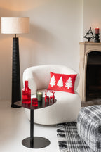 Cushion Rectangle Christmas Trees Texture Velvet Red/White - Tuincentrum Lopik