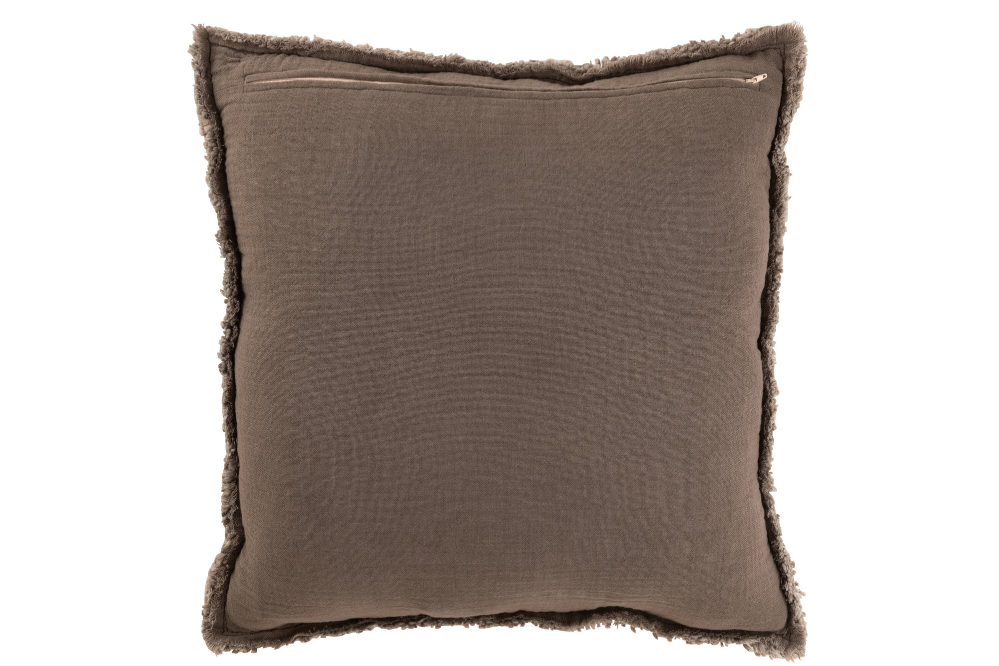 Kussen met rafelige randen Katoen/Polyester Taupe - Tuincentrum Lopik