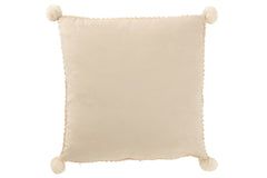 Kussen Zachte Pompons Polyester Beige - Tuincentrum Lopik