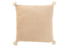 Kussen Zachte Pompons Polyester Beige - Tuincentrum Lopik