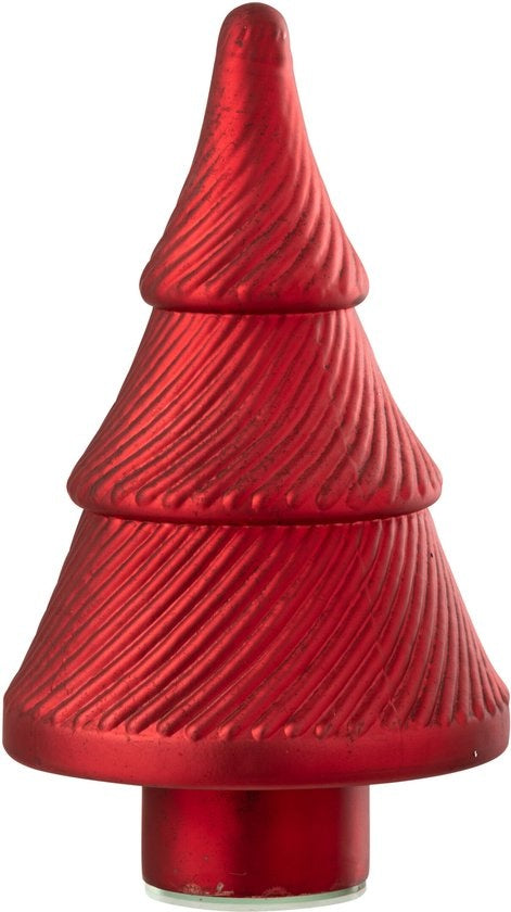 J-LINE KERSTBOOM GEOXIDEERD GERIBBELD GLAS ROOD KLEIN