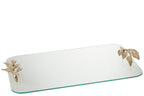 J-LINE DIENBLAD BLADVORM GLAS/IJZER TRANSPARANT/GOUD