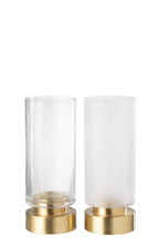 Candleholder/Vase Pia Glass/Copper Transparent/Gold Medium Assortment Of 2 - Tuincentrum Lopik