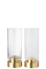 Candleholder/Vase Pia Glass/Copper Transparent/Gold Medium Assortment Of 2 - Tuincentrum Lopik