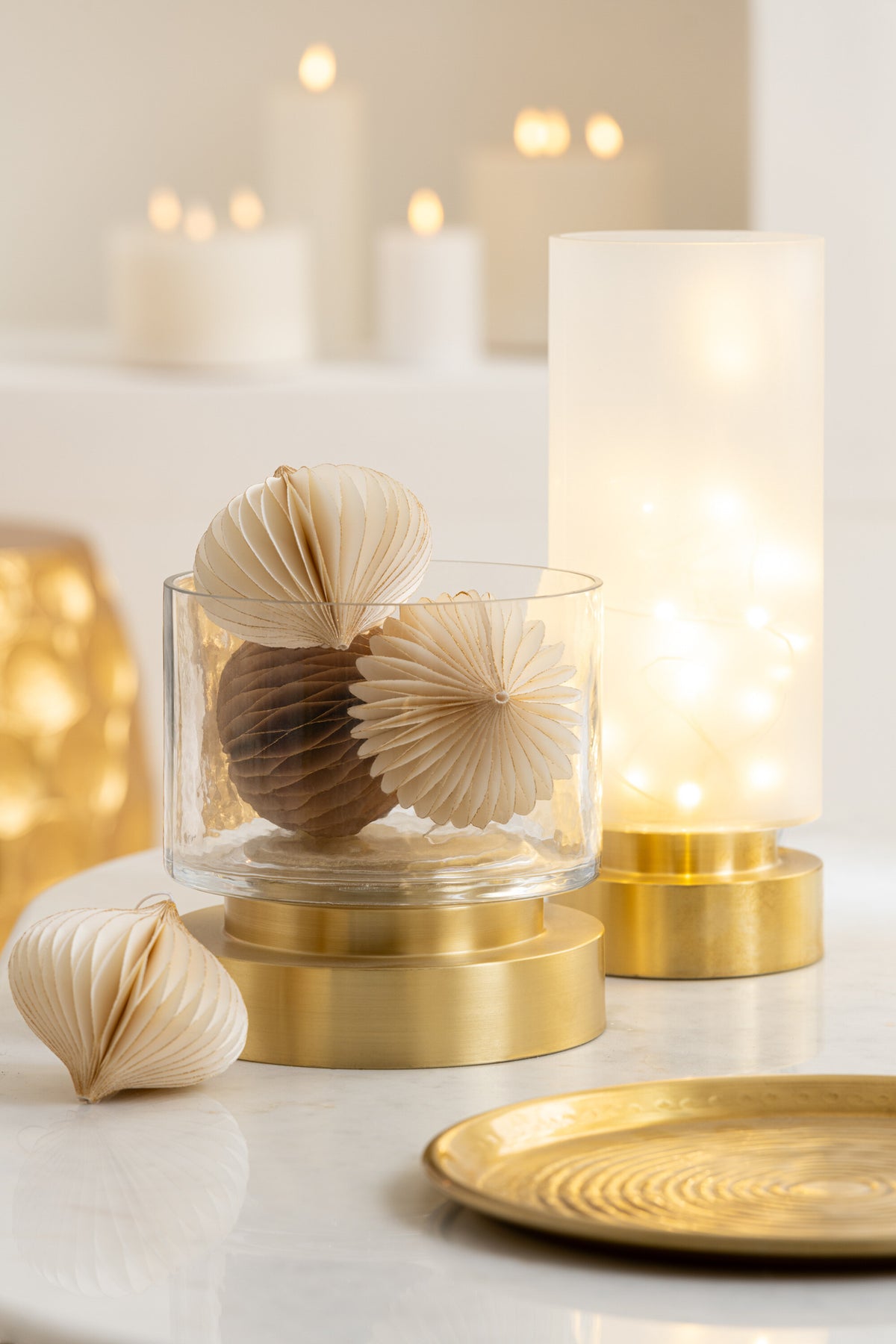 Candleholder/Vase Pia Glass/Copper Transparent/Gold Medium Assortment Of 2 - Tuincentrum Lopik