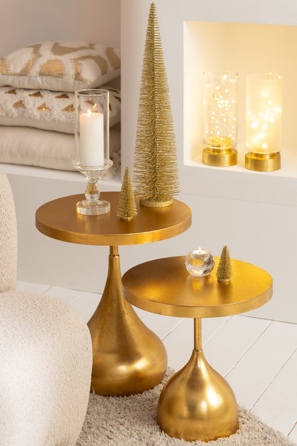 Candleholder/Vase Pia Glass/Copper Transparent/Gold Medium Assortment Of 2 - Tuincentrum Lopik