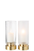 Candleholder/Vase Pia Glass/Copper Transparent/Gold Medium Assortment Of 2 - Tuincentrum Lopik