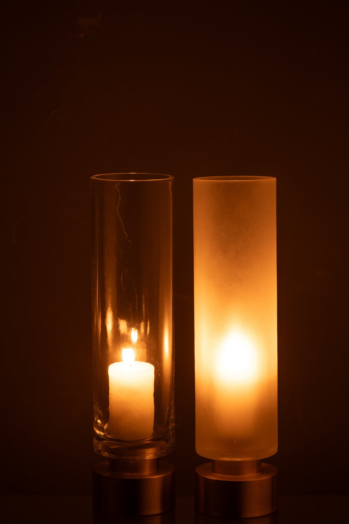 Candleholder/Vase Pia Glass/Copper Transparent/Gold Large Assortment Of 2 - Tuincentrum Lopik