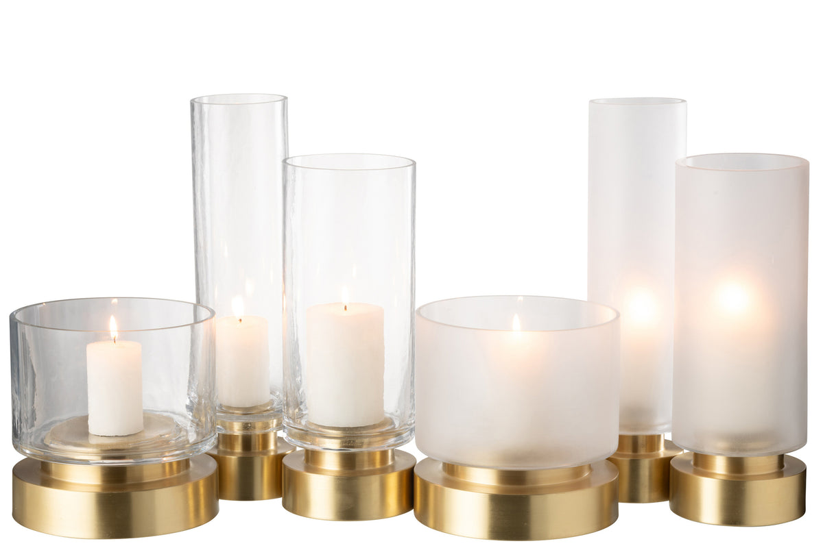 Candleholder/Vase Pia Glass/Copper Transparent/Gold Large Assortment Of 2 - Tuincentrum Lopik