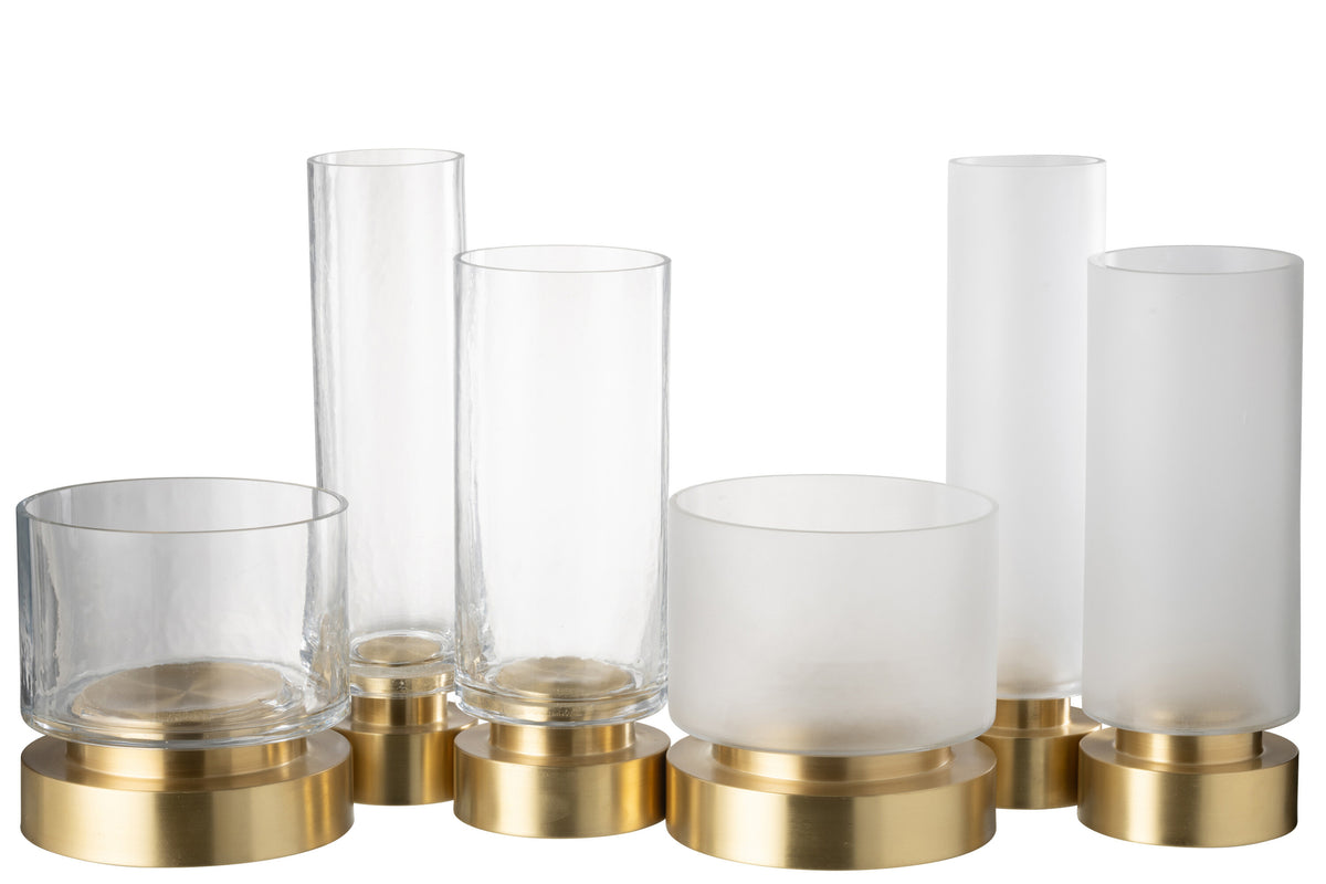 Candleholder/Vase Pia Glass/Copper Transparent/Gold Large Assortment Of 2 - Tuincentrum Lopik