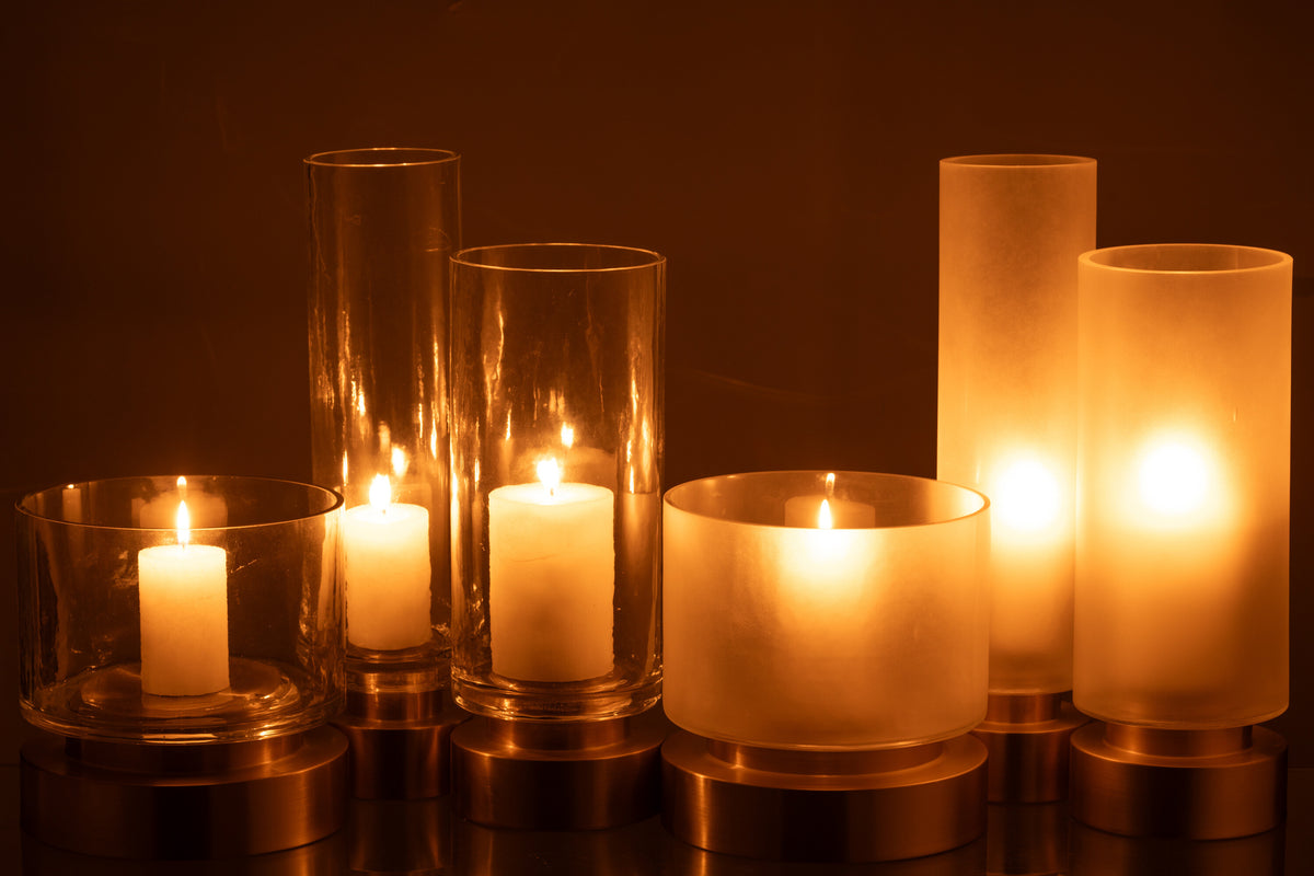Candleholder/Vase Pia Glass/Copper Transparent/Gold Large Assortment Of 2 - Tuincentrum Lopik