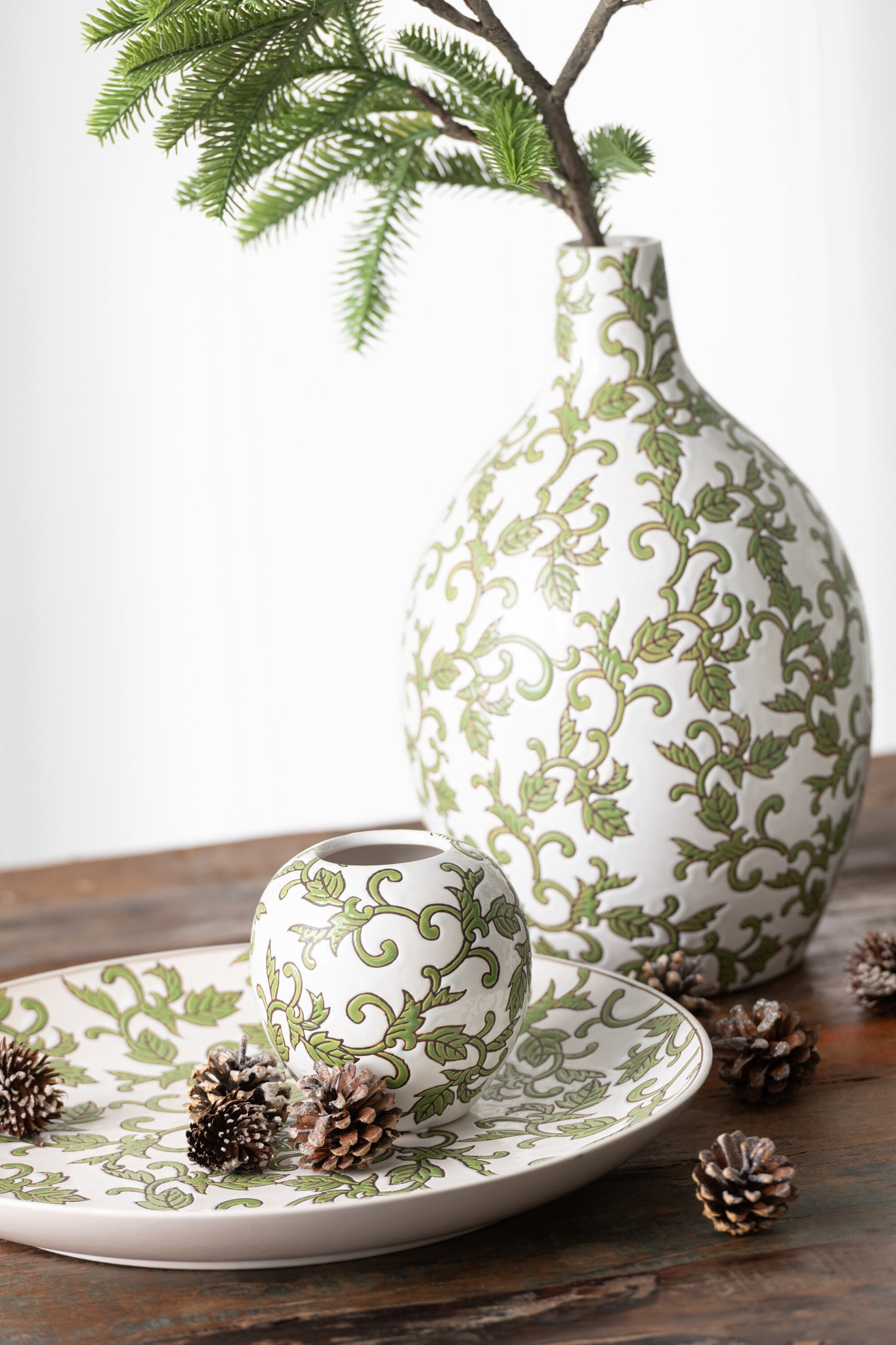 Plaat Decoratief Yezi Porselein Groen/Wit - Tuincentrum Lopik