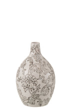 J-LINE VASE ZEN ROND PORSELEIN WIT/ZWART - Tuincentrum Lopik