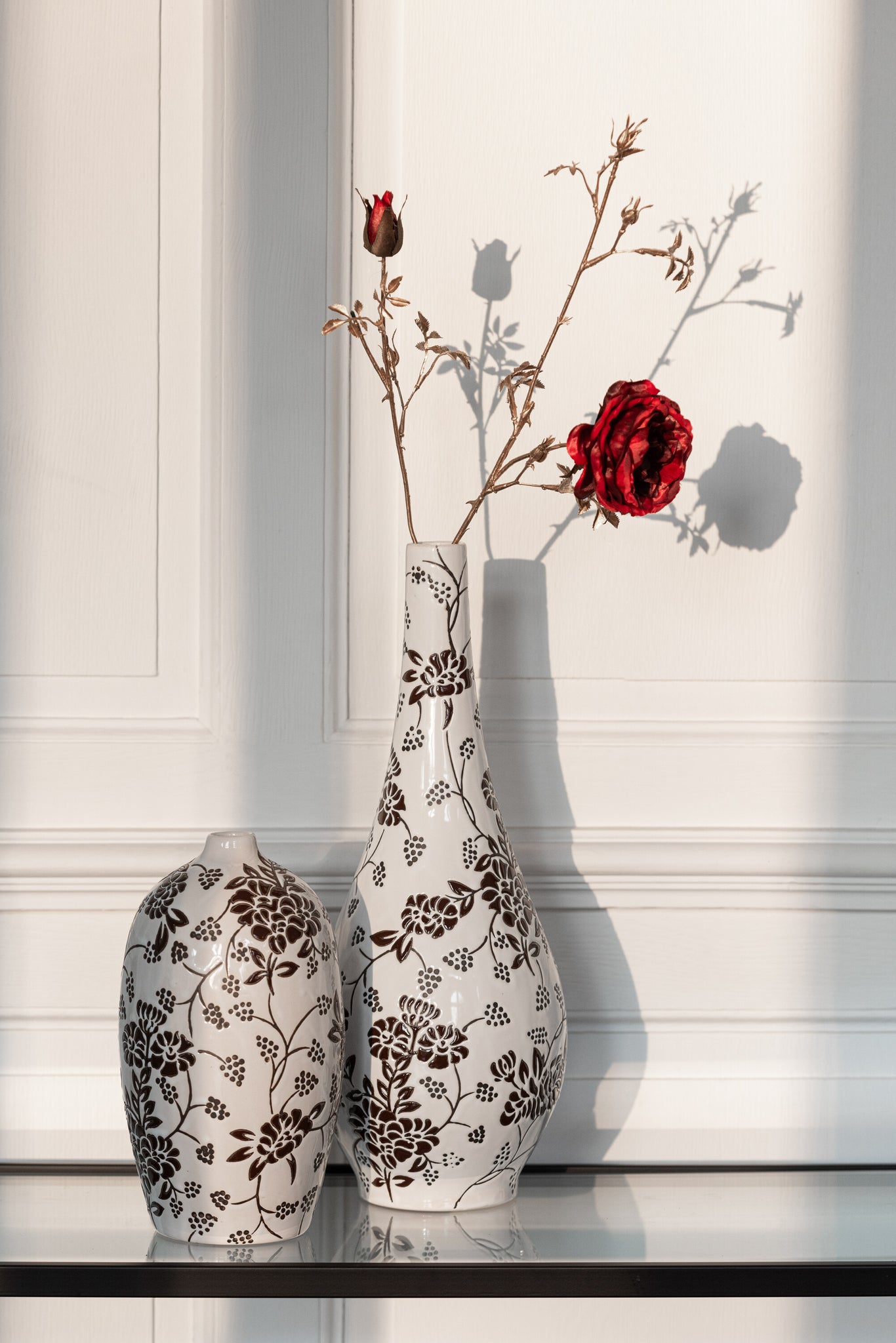 J-LINE VASE ZEN PEER PORSELEIN WIT/ZWART - Tuincentrum Lopik