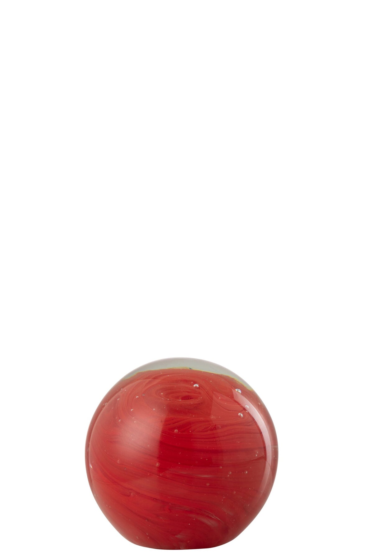 J-Line papiergewicht Twister rond glas rood klein 11 cm