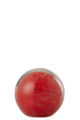 J-Line papiergewicht Twister rond glas rood medium 13,5 cm