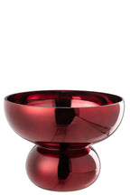 J-LINE BOWL ROUNDED FOOT GLASS DARK RED - Tuincentrum Lopik